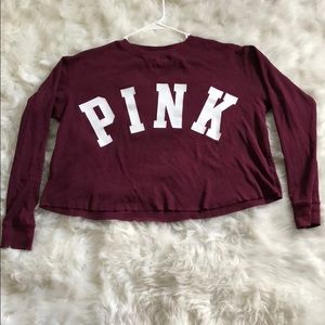 PINK Victoria’s Secret Maroon Cropped Long sleeve